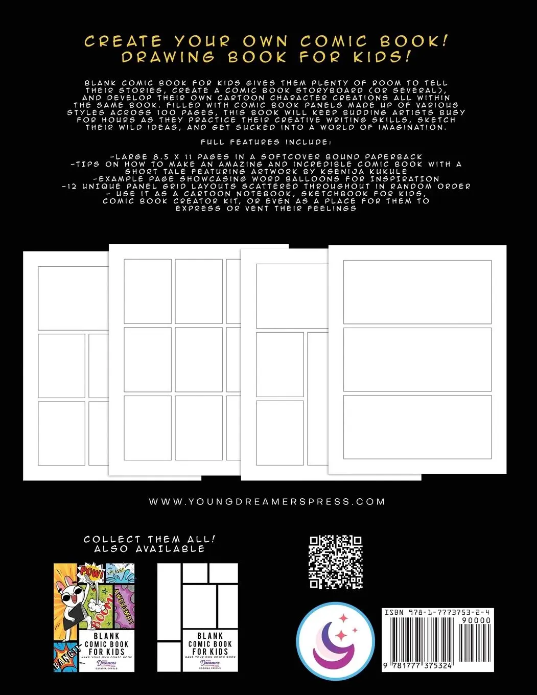 Rückseite: 9781777375324 | Blank Comic Book for Kids | Young Dreamers Press | Taschenbuch | 2020