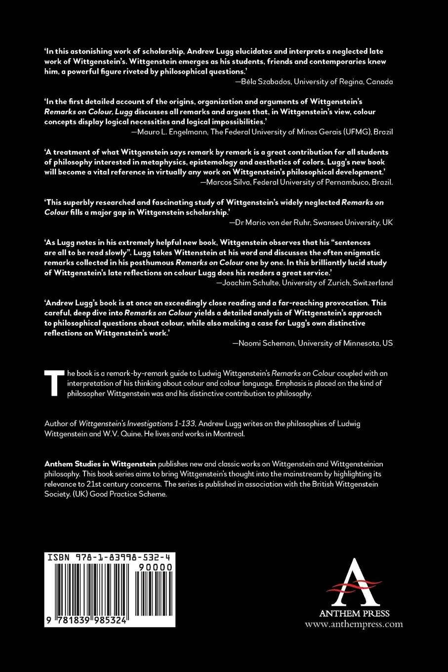 Rückseite: 9781839985324 | Wittgenstein's Remarks on Colour | A Commentary and Interpretation