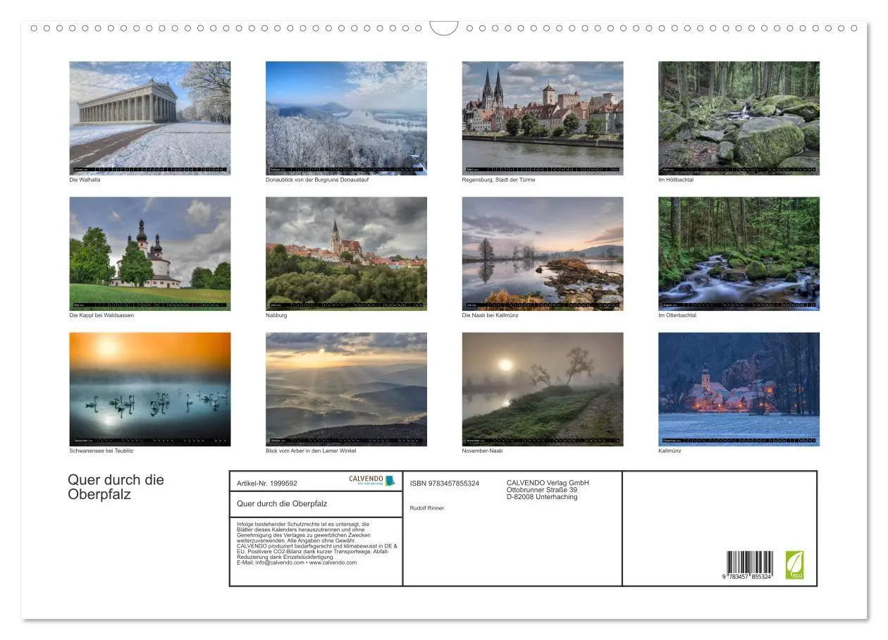 Bild: 9783457855324 | Quer durch die Oberpfalz (Wandkalender 2026 DIN A2 quer), CALVENDO...