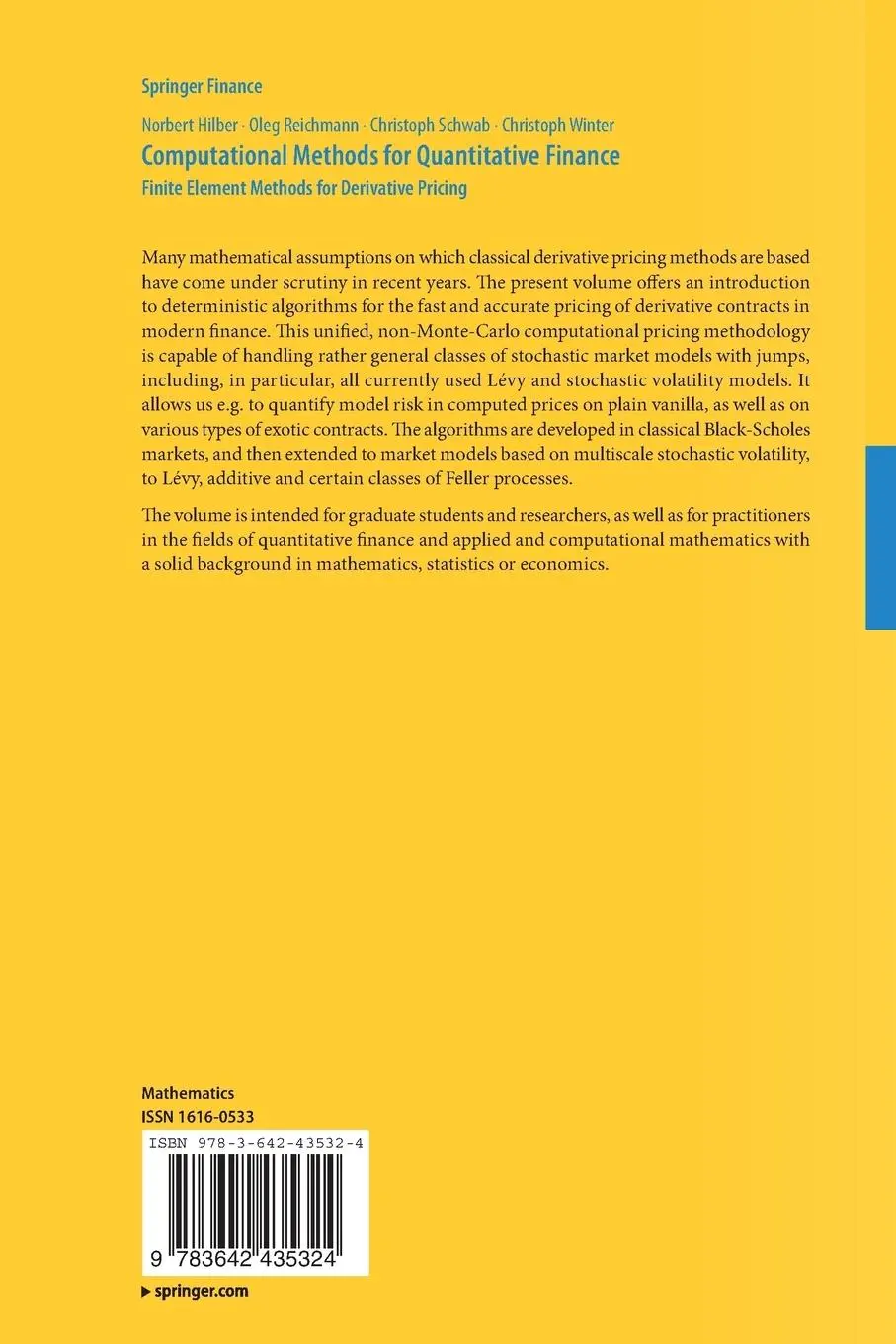 Rückseite: 9783642435324 | Computational Methods for Quantitative Finance | Hilber (u. a.) | Buch