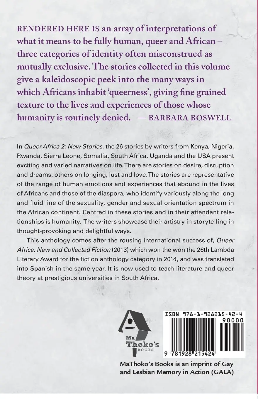 Rückseite: 9781928215424 | Queer Africa 2 | New Stories | Makhosazana Xaba (u. a.) | Taschenbuch