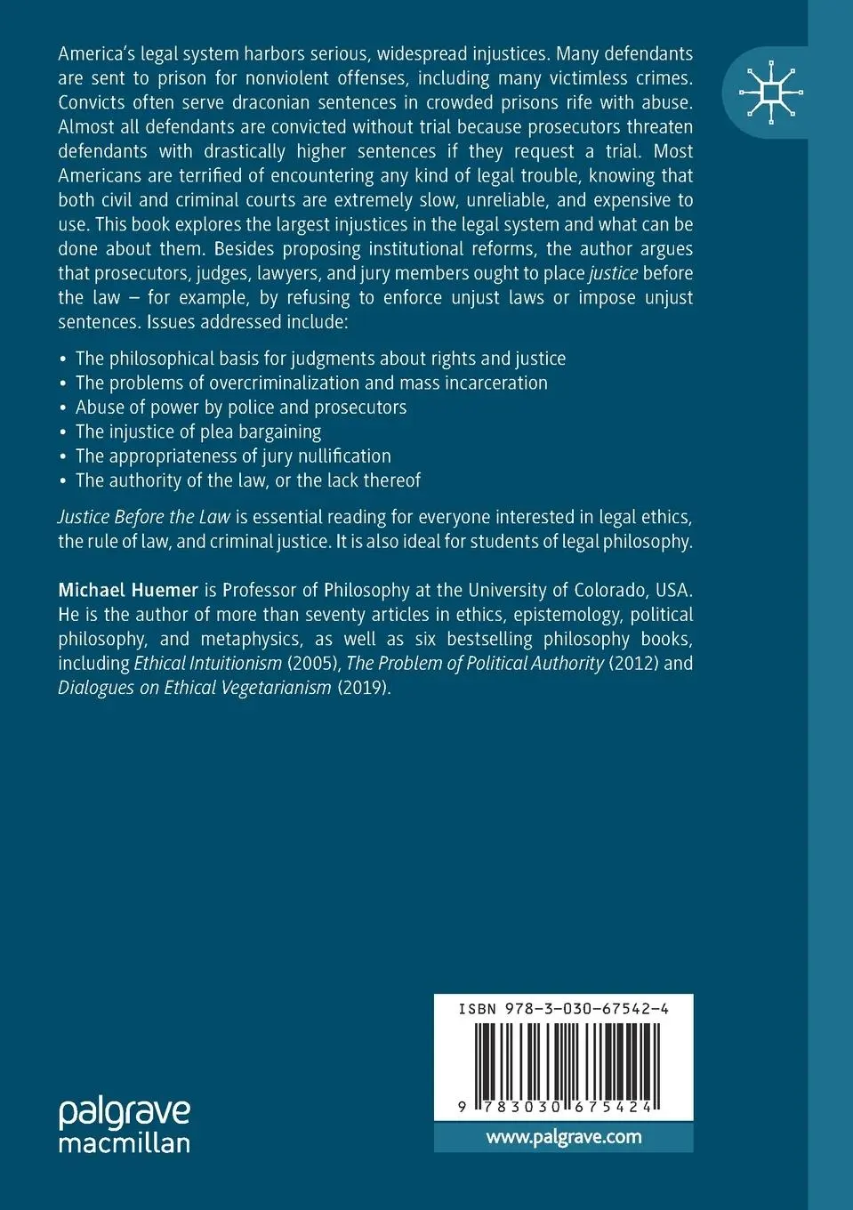 Rückseite: 9783030675424 | Justice before the Law | Michael Huemer | Taschenbuch | ix | Englisch