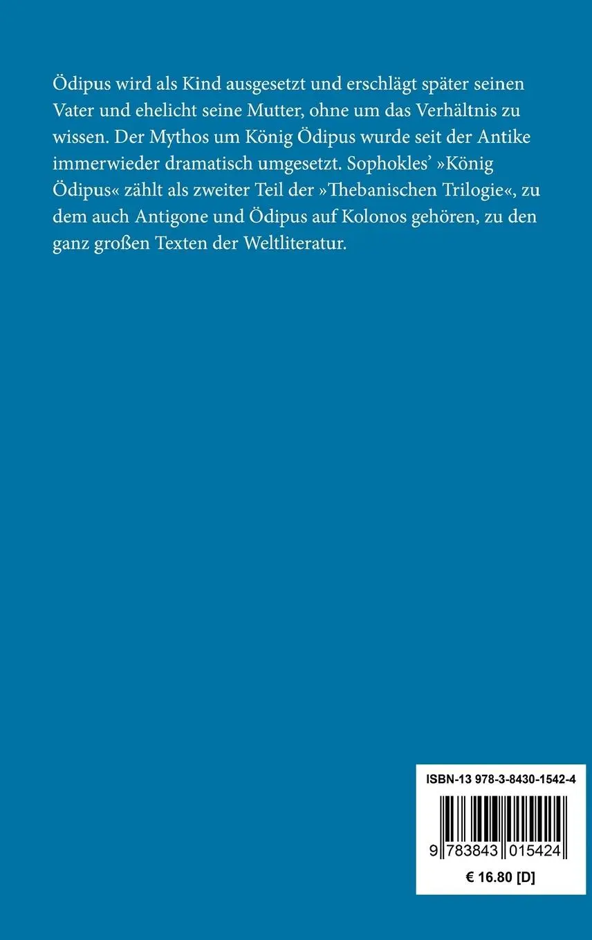 Rückseite: 9783843015424 | König Ödipus | Sophokles | Buch | HC runder Rücken kaschiert | 60 S.