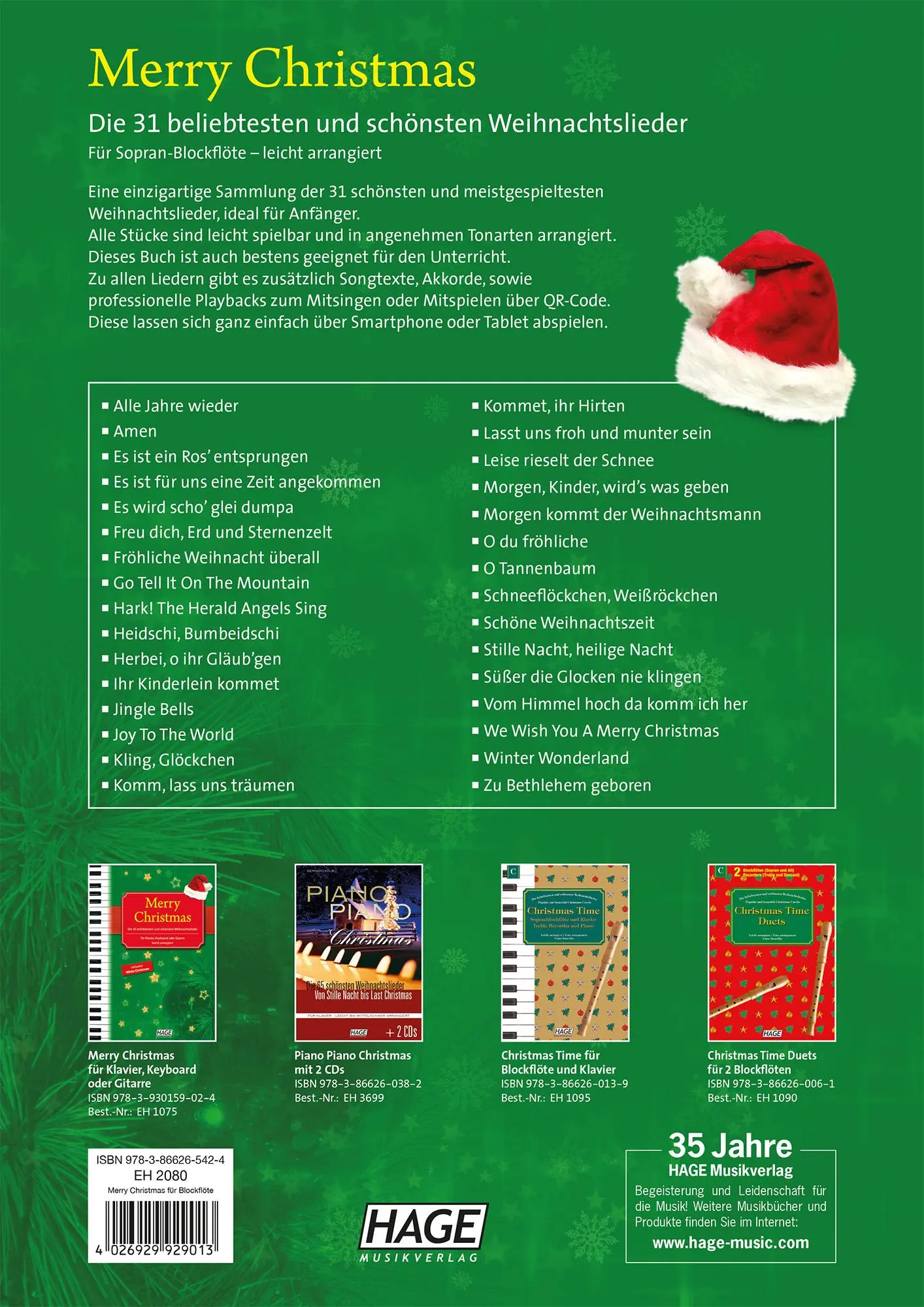 Bild: 9783866265424 | Merry Christmas für Blockflöte | Hage Musikverlag GmbH &amp; Co. KG | Buch