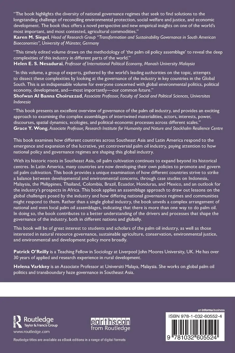 Rückseite: 9781032605524 | Governing the Palm Oil Industry | Patrick O'Reilly (u. a.) | Buch