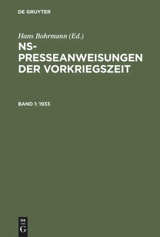Cover: 9783598105524 | 1933 | Hans Bohrmann | Buch | Deutsch | 1984 | De Gruyter Saur