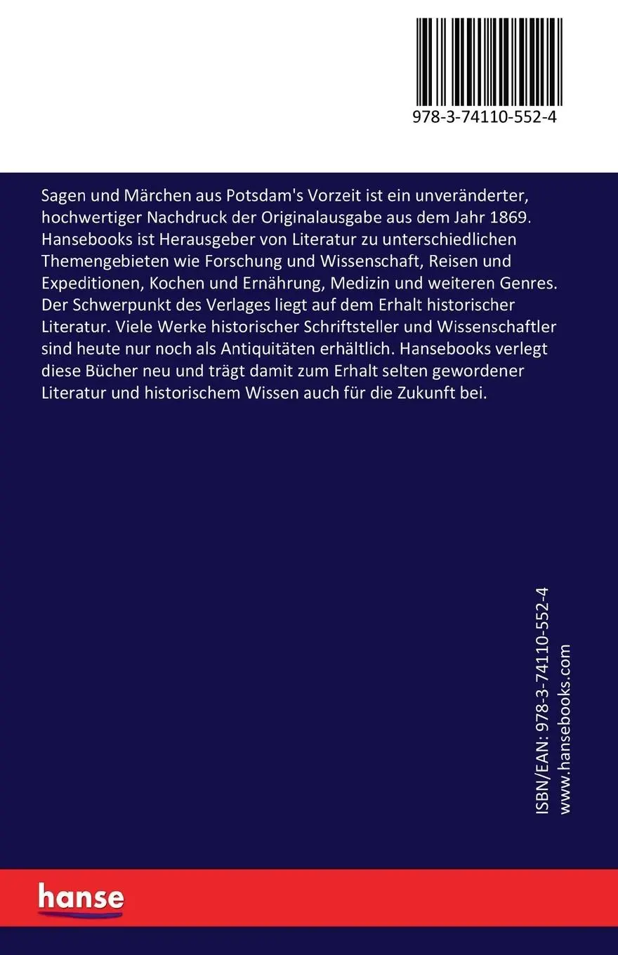 Rückseite: 9783741105524 | Sagen und Märchen aus Potsdam's Vorzeit | Karl Von Reinhard | Buch