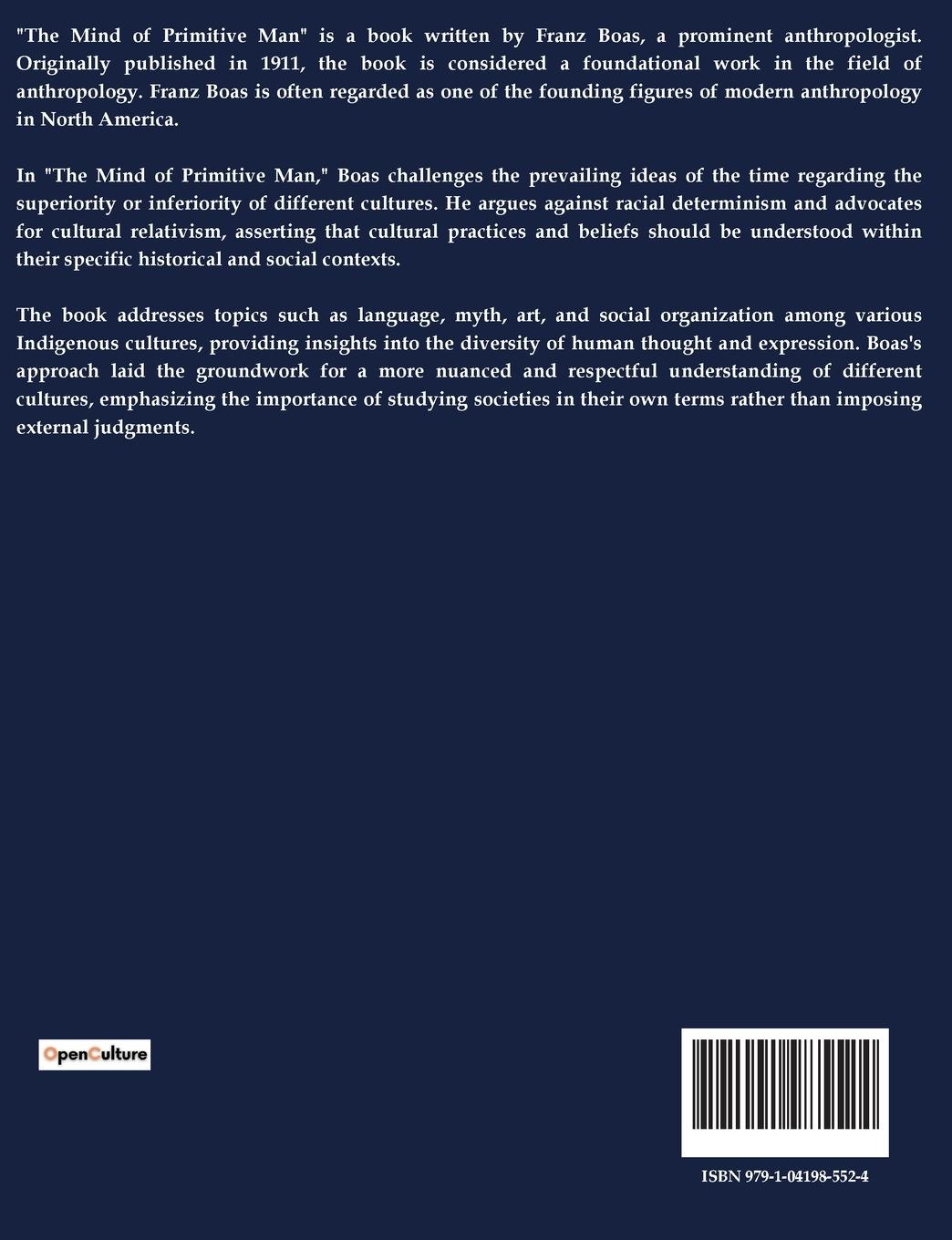 Rückseite: 9791041985524 | The Mind of Primitive Man | Franz Boas | Taschenbuch | Paperback