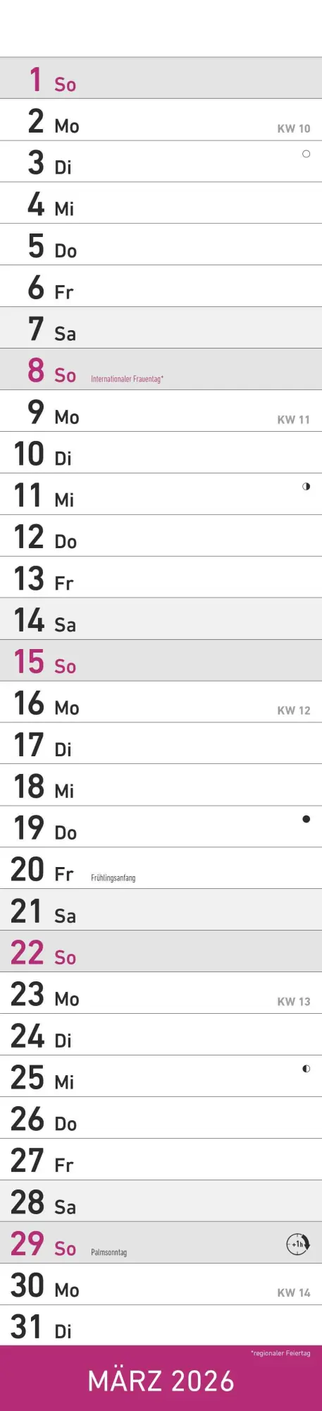Bild: 4069095005624 | Streifenplaner PINK 2026 - Streifenkalender - Wandplaner -...