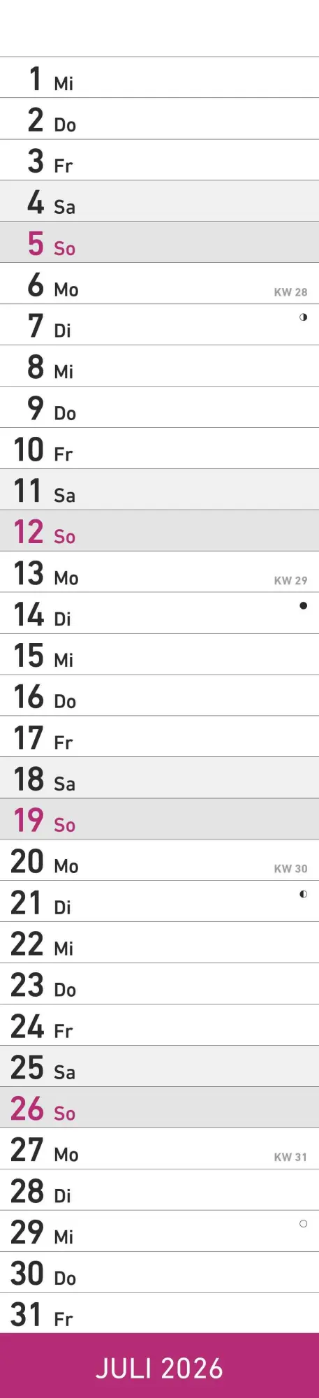 Bild: 4069095005624 | Streifenplaner PINK 2026 - Streifenkalender - Wandplaner -...