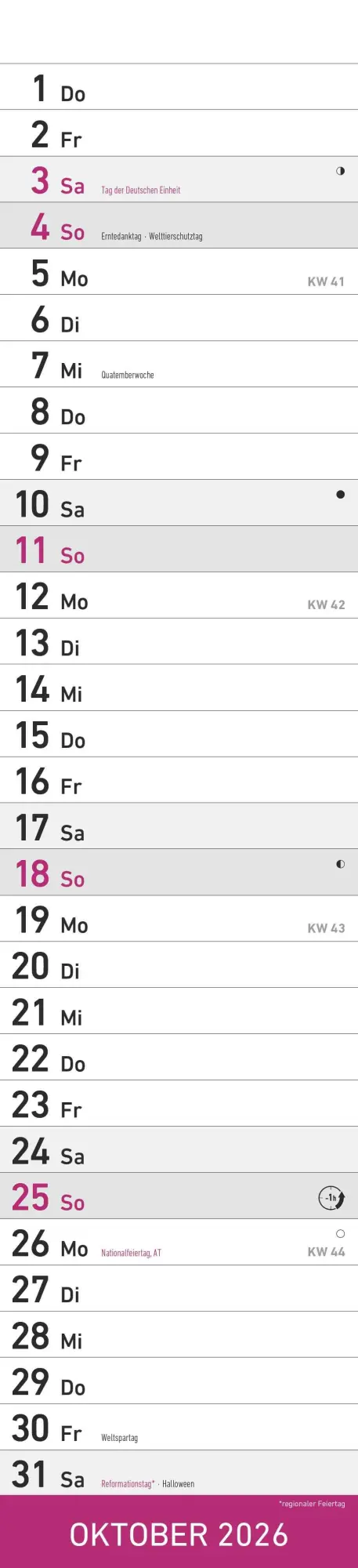 Bild: 4069095005624 | Streifenplaner PINK 2026 - Streifenkalender - Wandplaner -...