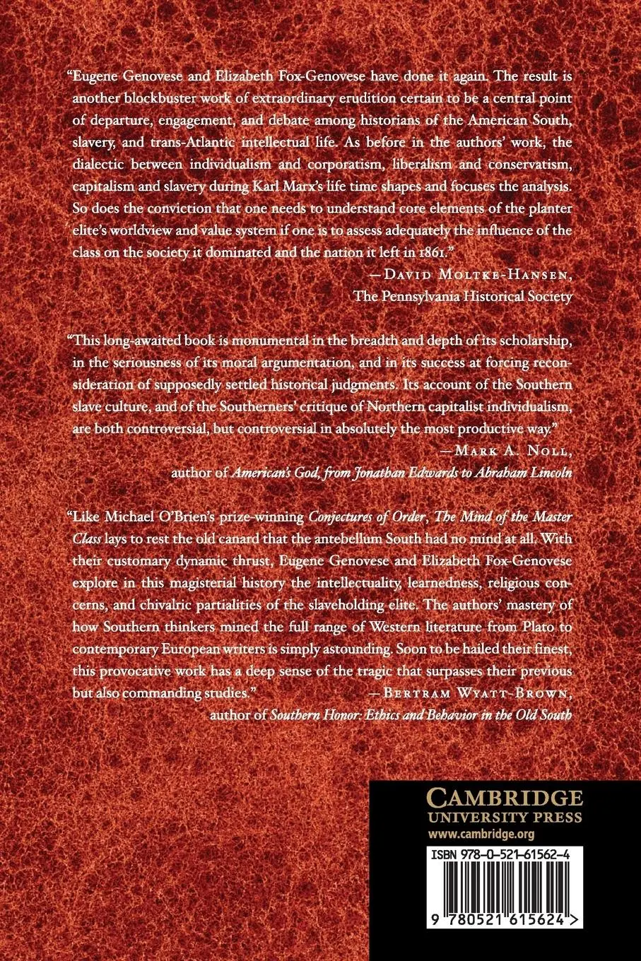 Rückseite: 9780521615624 | The Mind of the Master Class | Elizabeth Fox-Genovese (u. a.) | Buch
