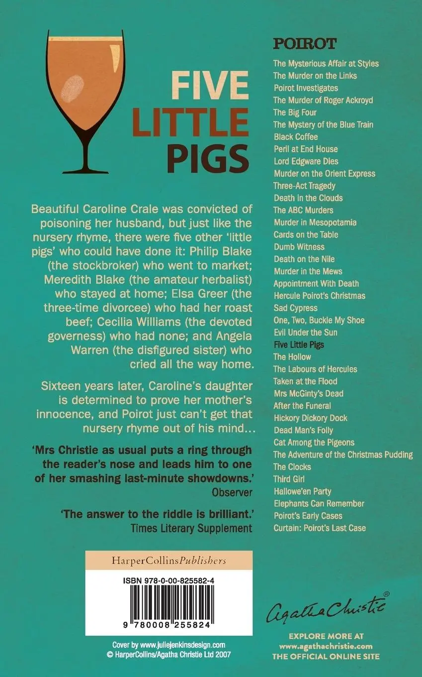 Rückseite: 9780008255824 | Five Little Pigs | Agatha Christie | Taschenbuch | Englisch | 2017