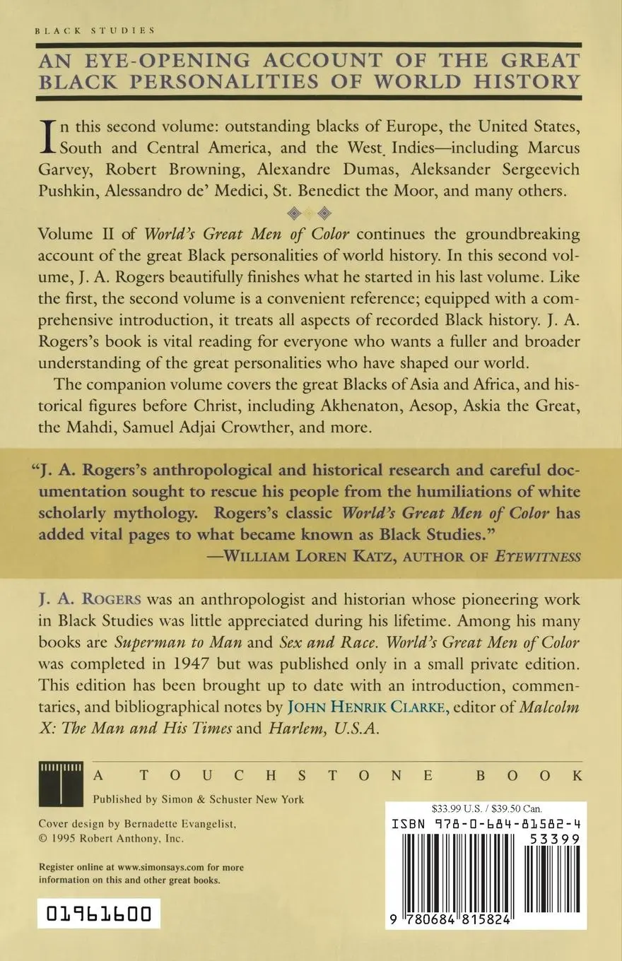 Rückseite: 9780684815824 | World's Great Men of Color, Volume II | J A Rogers | Taschenbuch