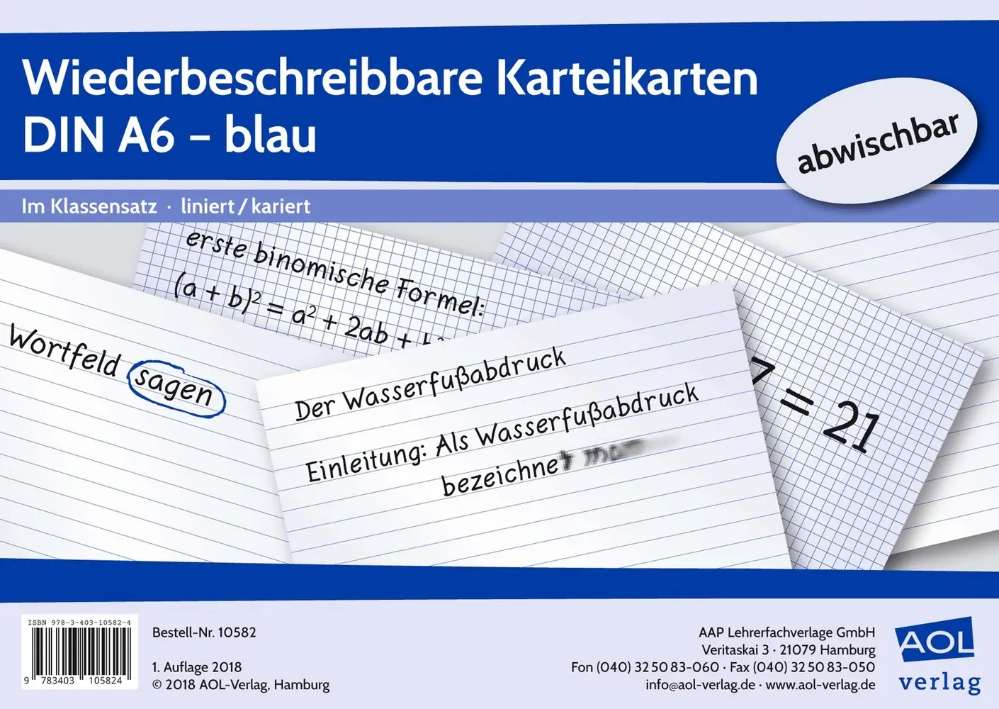 Cover: 9783403105824 | Wiederbeschreibbare Karteikarten DIN A6 - blau | Box | 31 S. | 2018