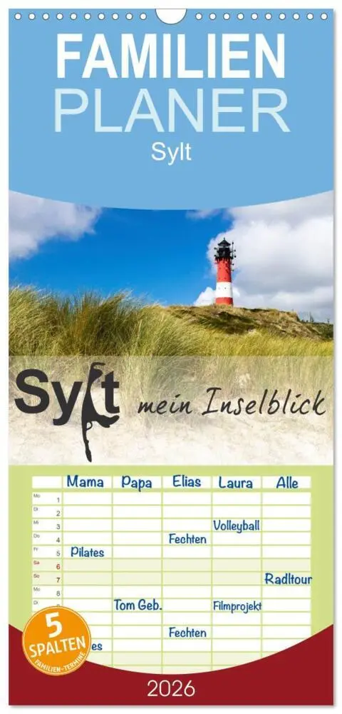 Cover: 9783516515824 | Familienplaner 2026 - Sylt mein Inselblick mit 5 Spalten...