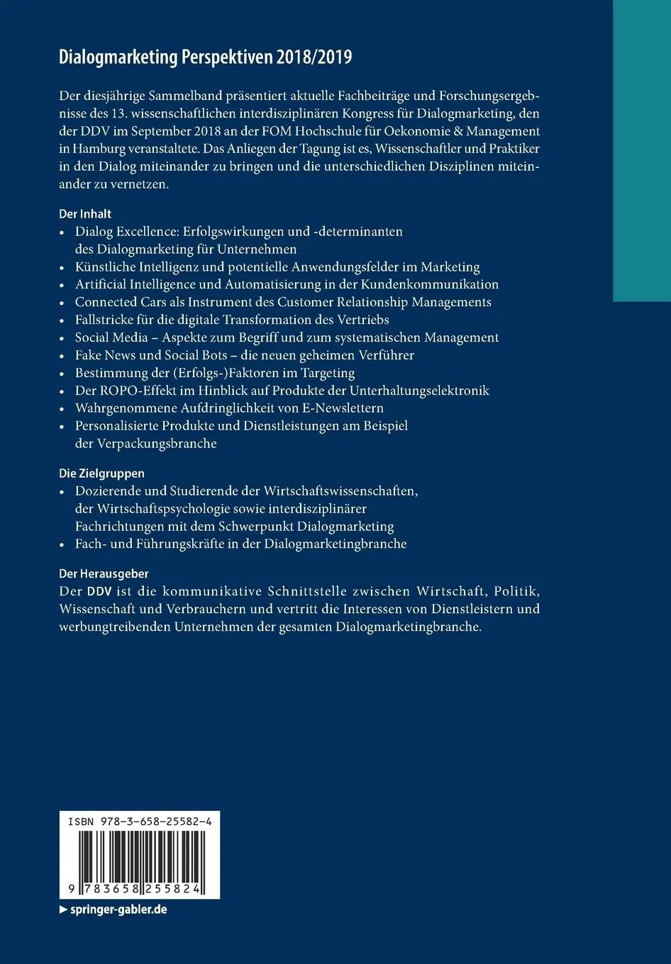 Rückseite: 9783658255824 | Dialogmarketing Perspektiven 2018/2019 | V. | Taschenbuch | x | 2019