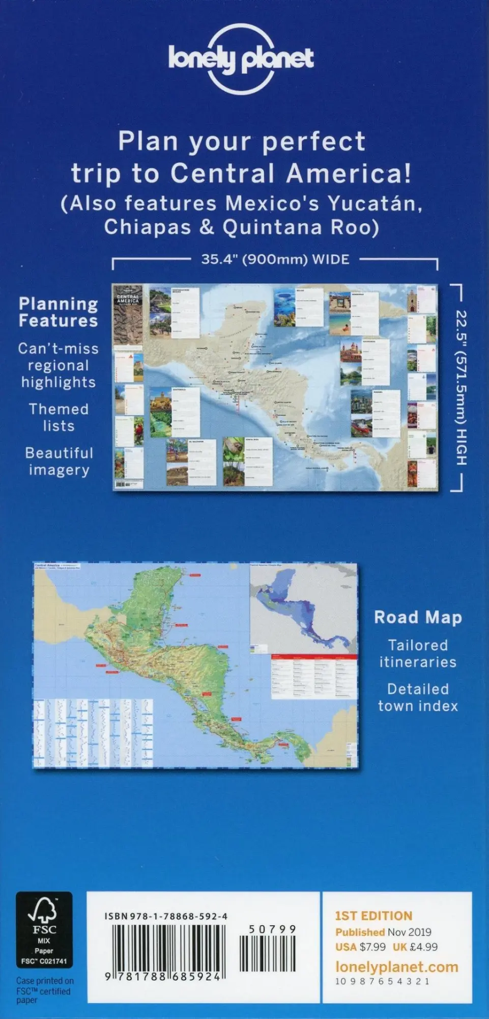 Bild: 9781788685924 | Central America Planning Map | Lonely Planet | (Land-)Karte | Englisch
