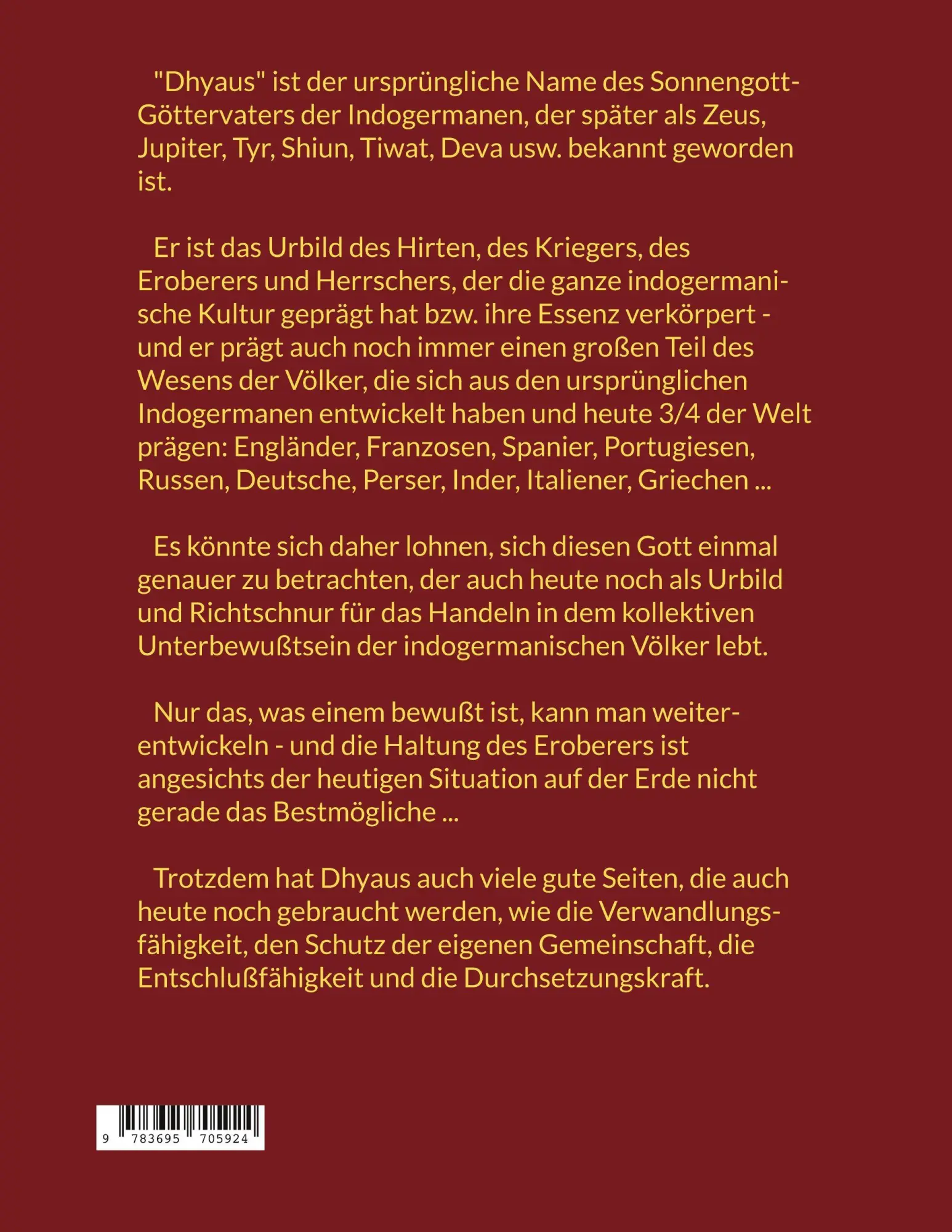 Rückseite: 9783695705924 | Dhyaus | der Sonnengott-Göttervater der Indogermanen | Eilenstein