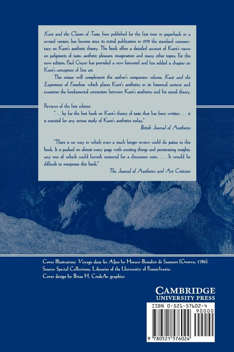 Rückseite: 9780521576024 | Kant and the Claims of Taste | Paul Guyer | Taschenbuch | Englisch