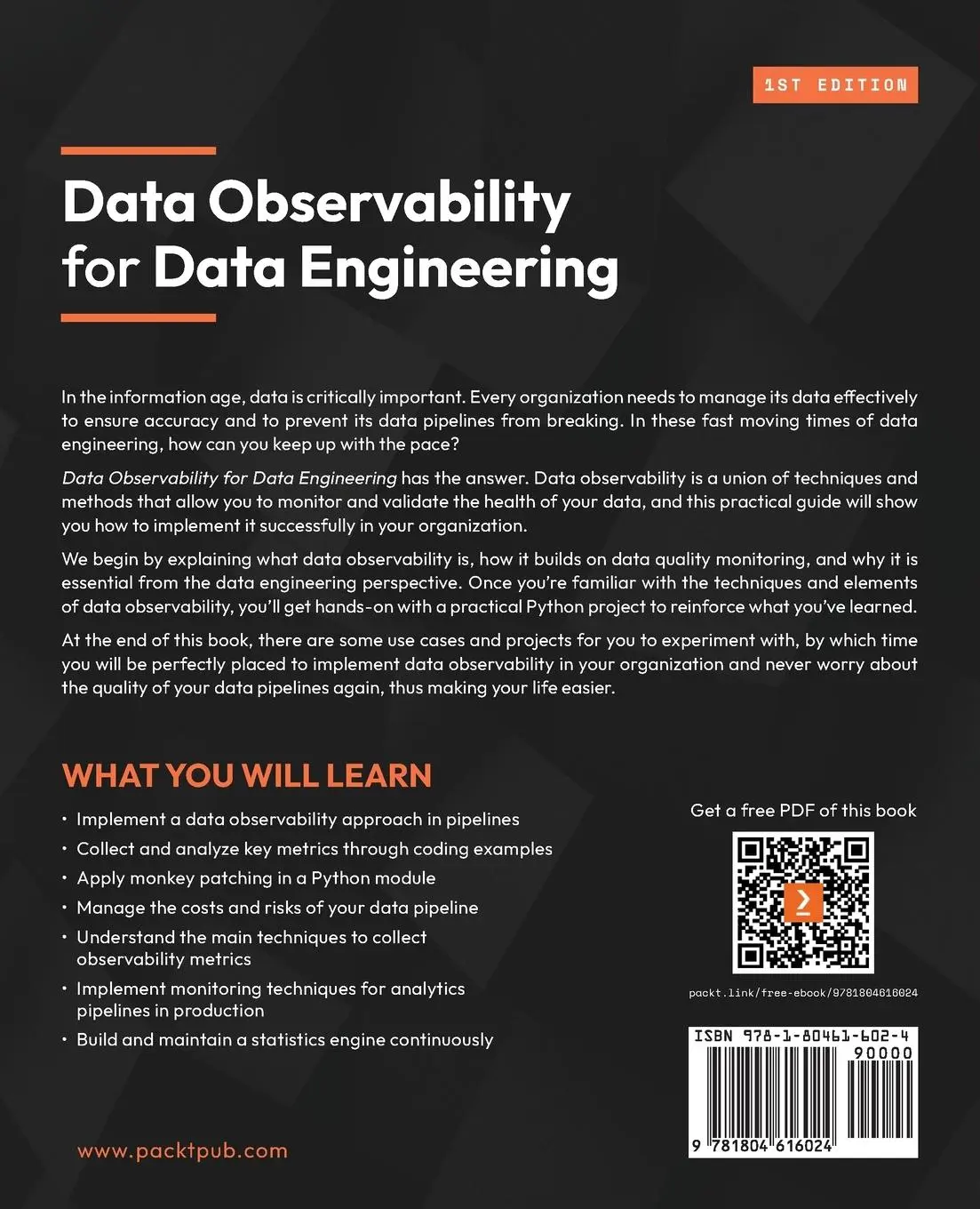 Rückseite: 9781804616024 | Data Observability for Data Engineering | Michele Pinto (u. a.) | Buch