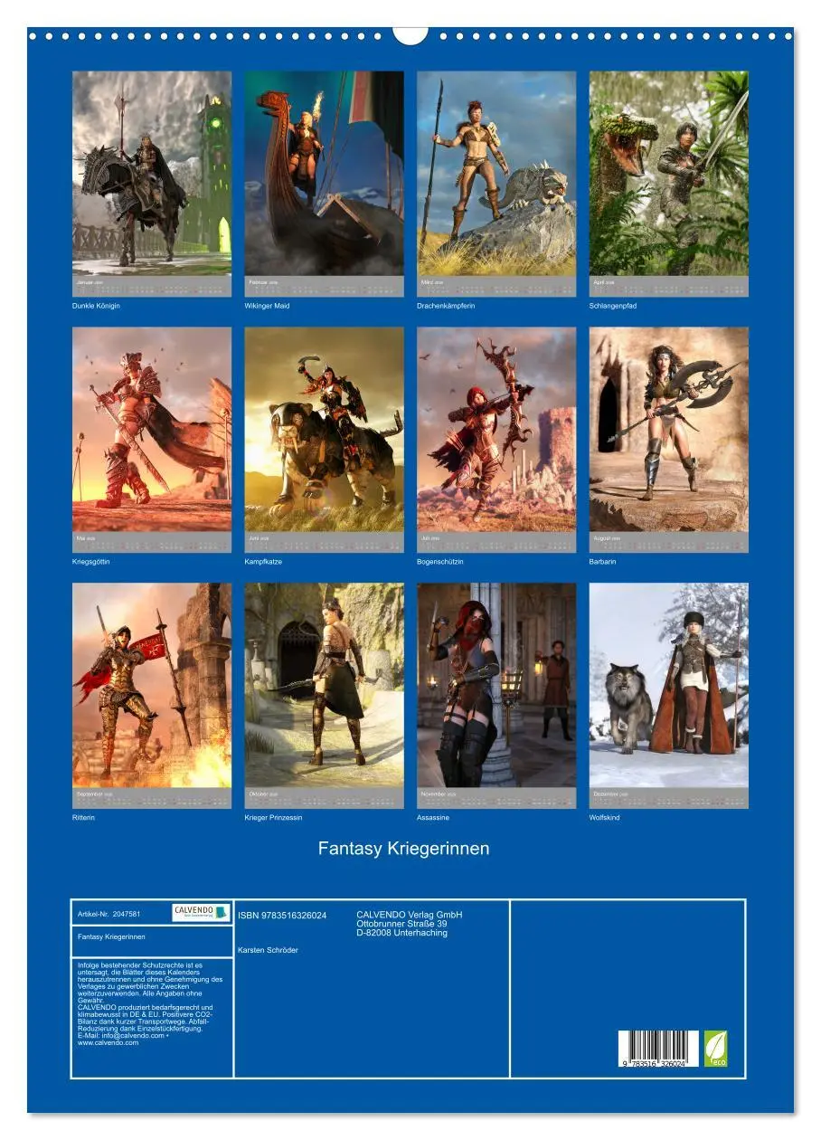 Bild: 9783516326024 | Fantasy Kriegerinnen (Wandkalender 2026 DIN A2 hoch), CALVENDO...