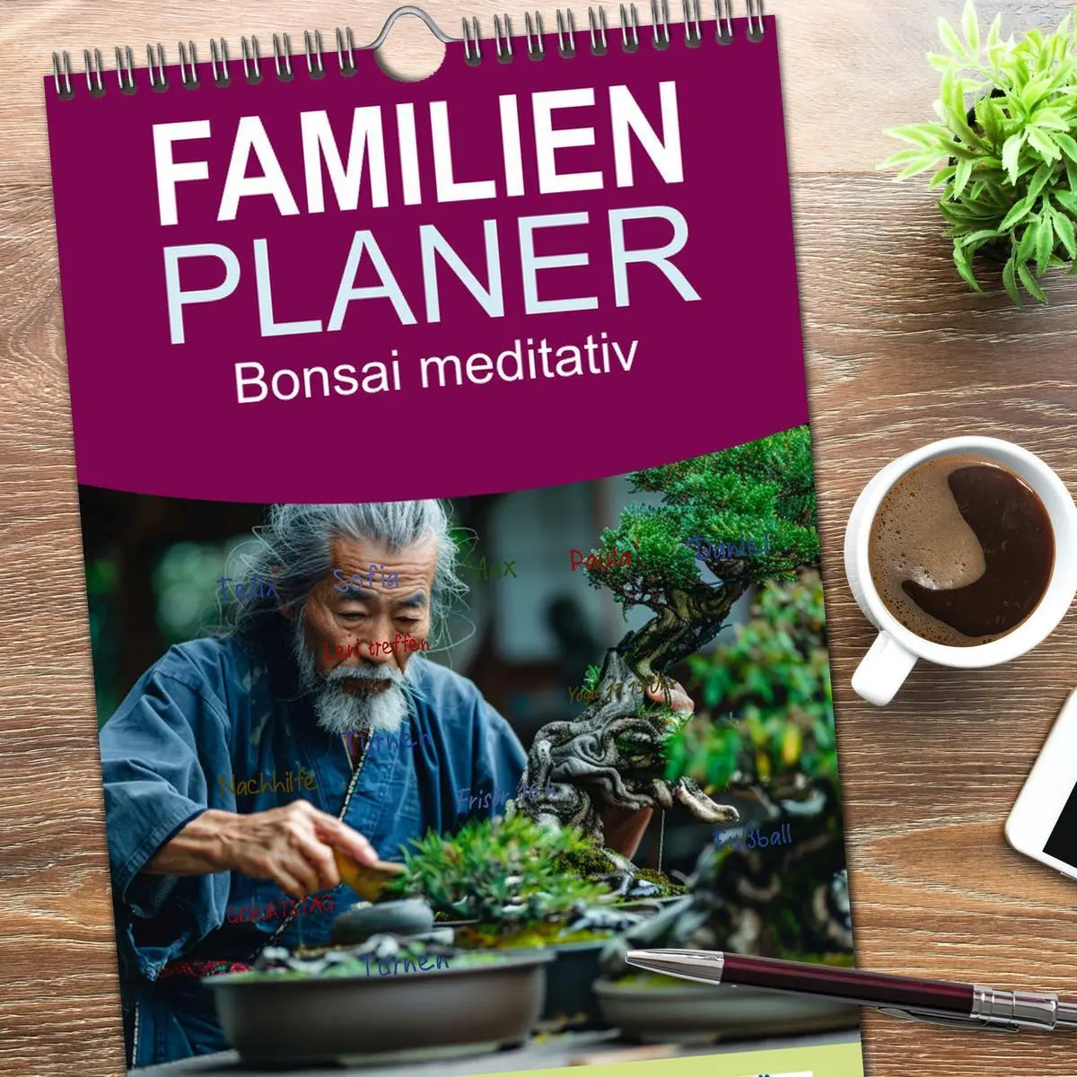 Bild: 9783516496024 | Familienplaner 2026 - Bonsai meditativ mit 5 Spalten (Wandkalender,...