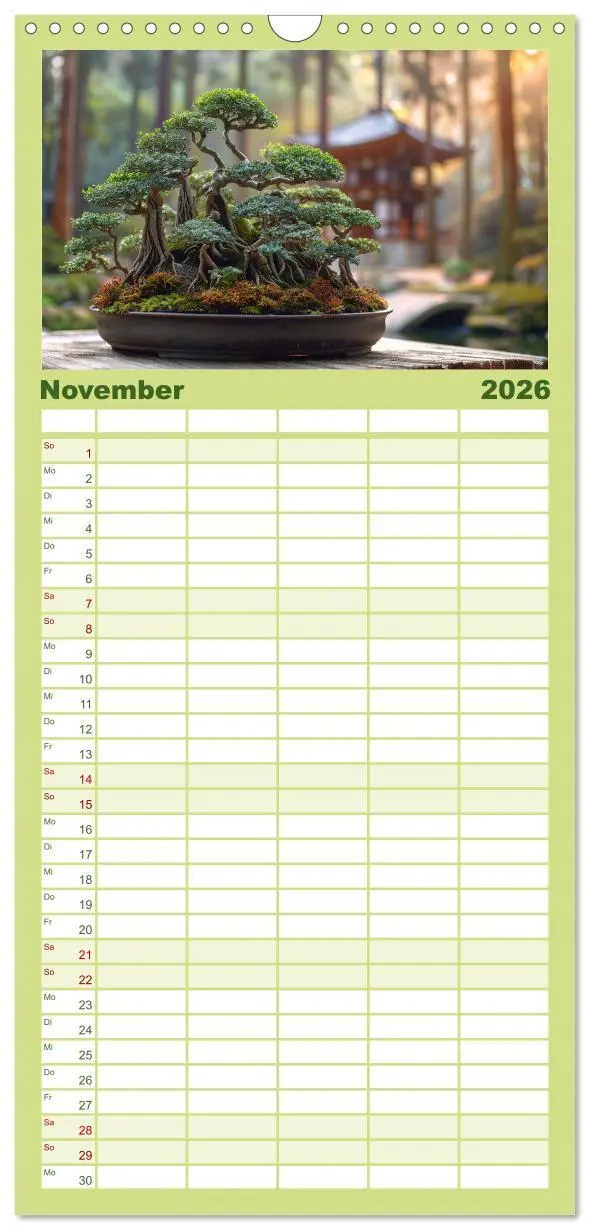 Bild: 9783516496024 | Familienplaner 2026 - Bonsai meditativ mit 5 Spalten (Wandkalender,...