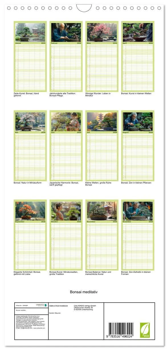 Bild: 9783516496024 | Familienplaner 2026 - Bonsai meditativ mit 5 Spalten (Wandkalender,...