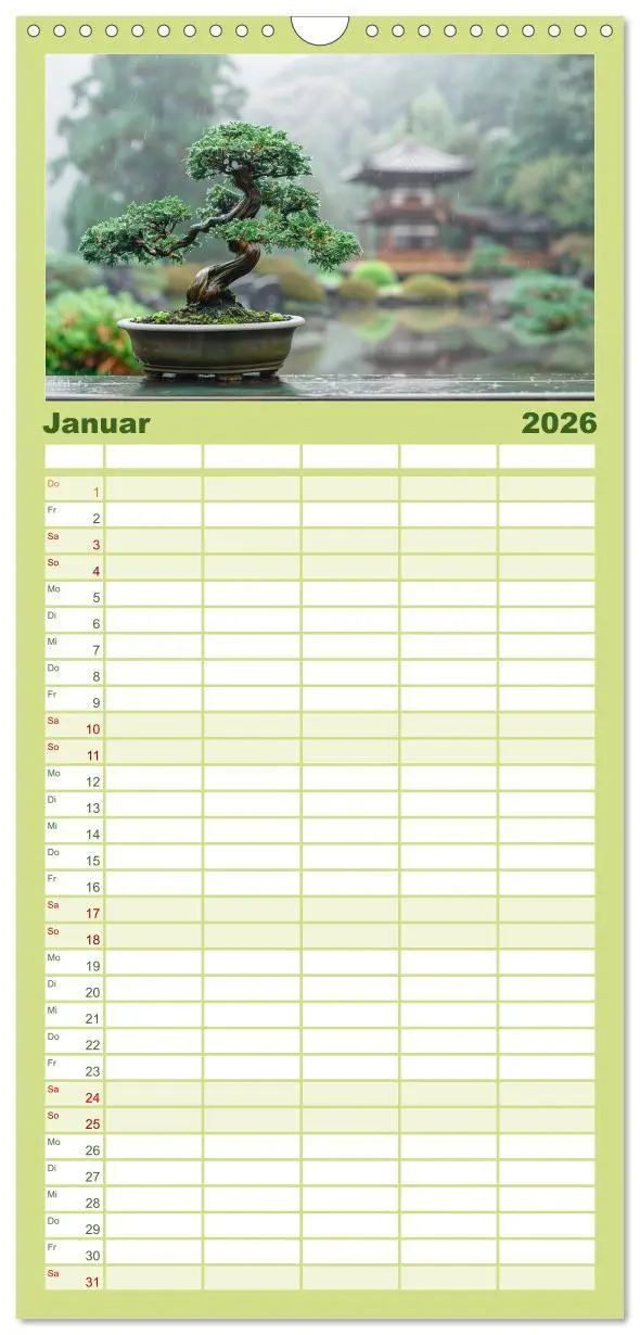 Bild: 9783516496024 | Familienplaner 2026 - Bonsai meditativ mit 5 Spalten (Wandkalender,...
