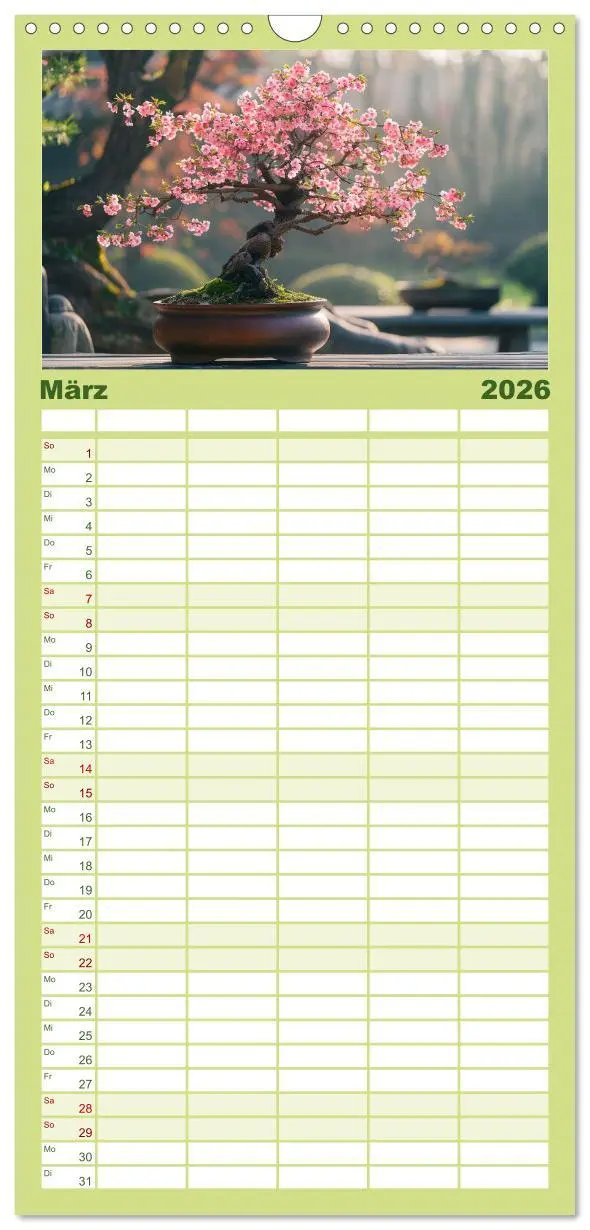 Bild: 9783516496024 | Familienplaner 2026 - Bonsai meditativ mit 5 Spalten (Wandkalender,...