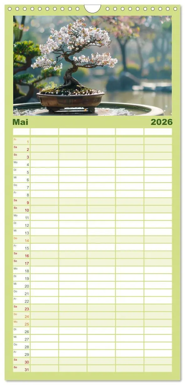 Bild: 9783516496024 | Familienplaner 2026 - Bonsai meditativ mit 5 Spalten (Wandkalender,...