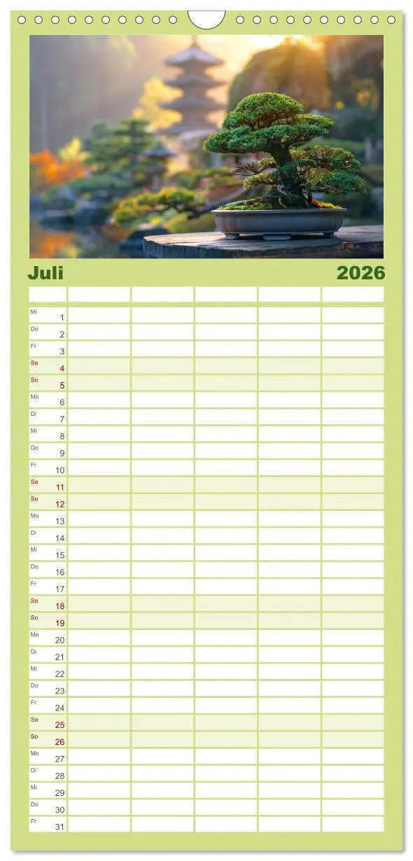 Bild: 9783516496024 | Familienplaner 2026 - Bonsai meditativ mit 5 Spalten (Wandkalender,...