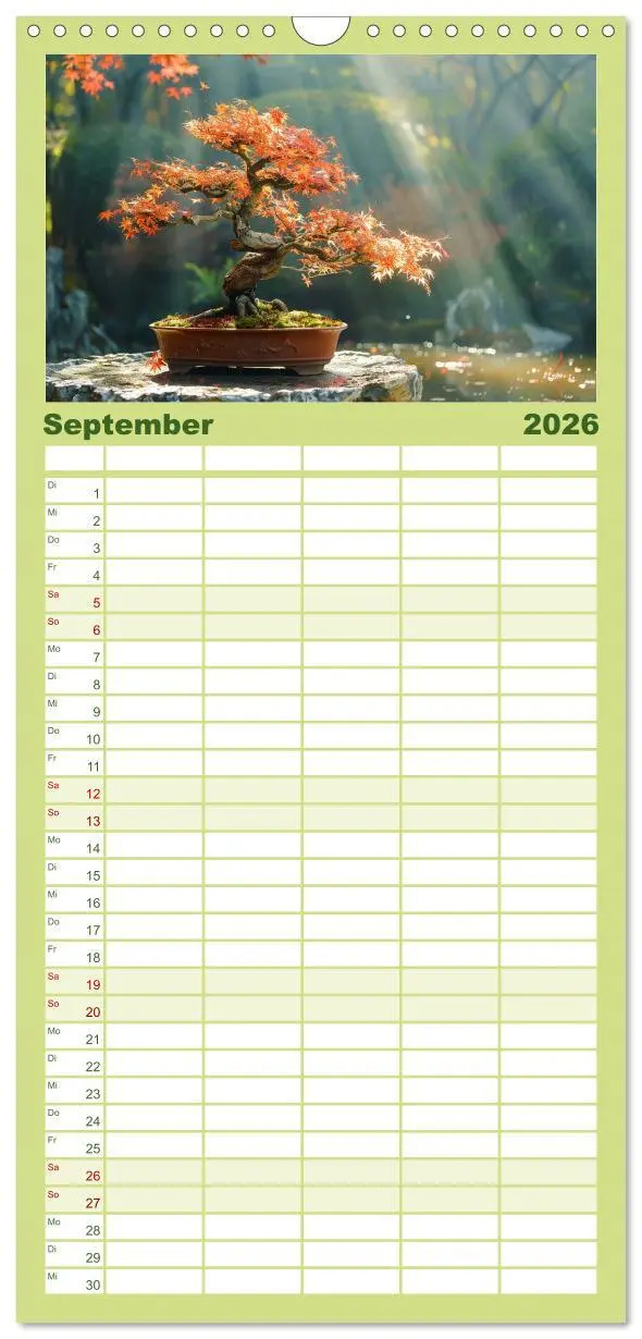 Bild: 9783516496024 | Familienplaner 2026 - Bonsai meditativ mit 5 Spalten (Wandkalender,...