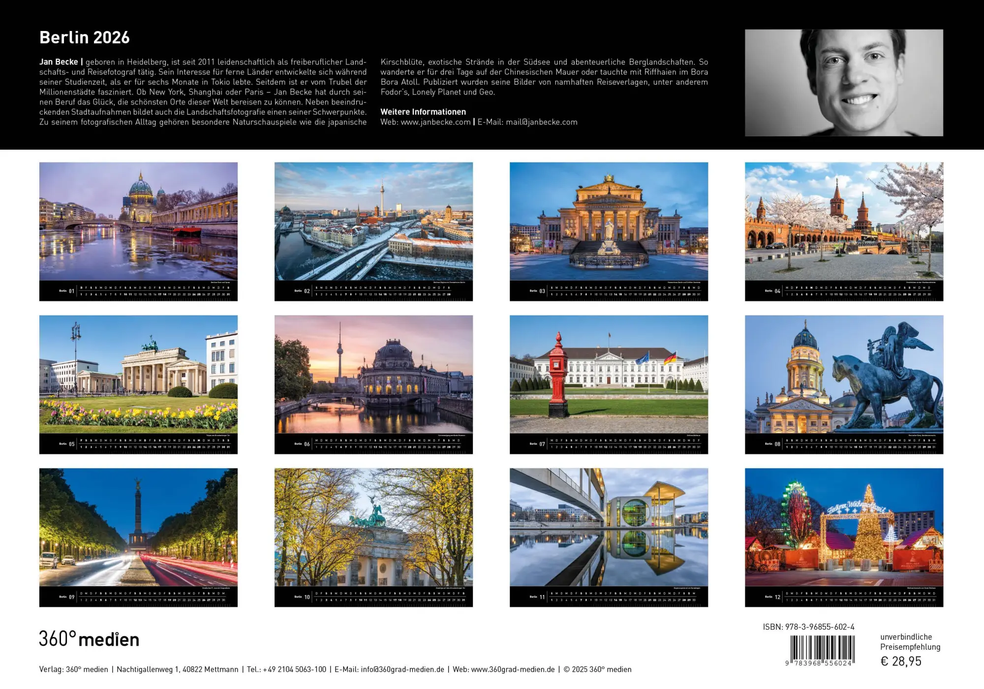 Rückseite: 9783968556024 | Berlin Premiumkalender 2026 | Jan Becke | Kalender | 14 S. | Deutsch