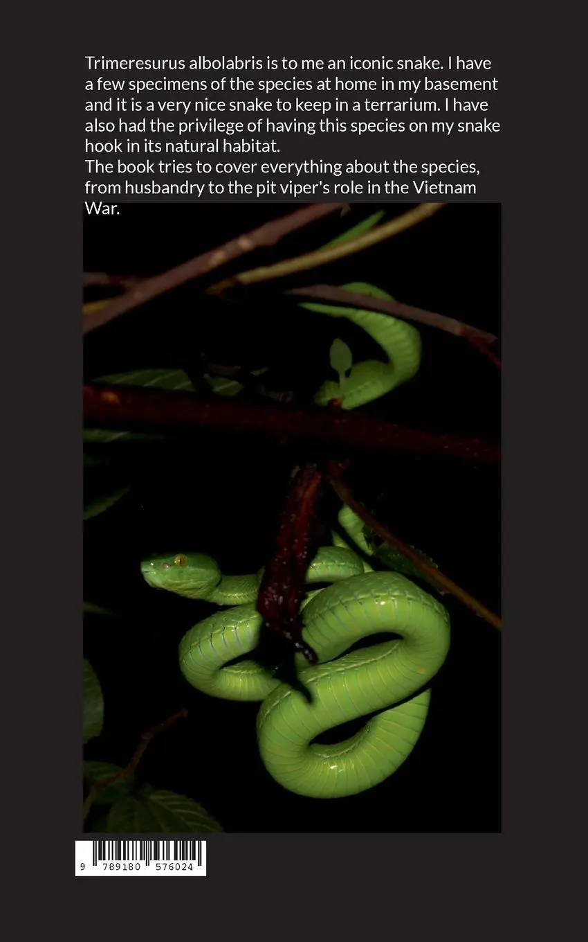 Rückseite: 9789180576024 | White-lipped pit viper | Trimeresurus albolabris | Rickard Ljunggren