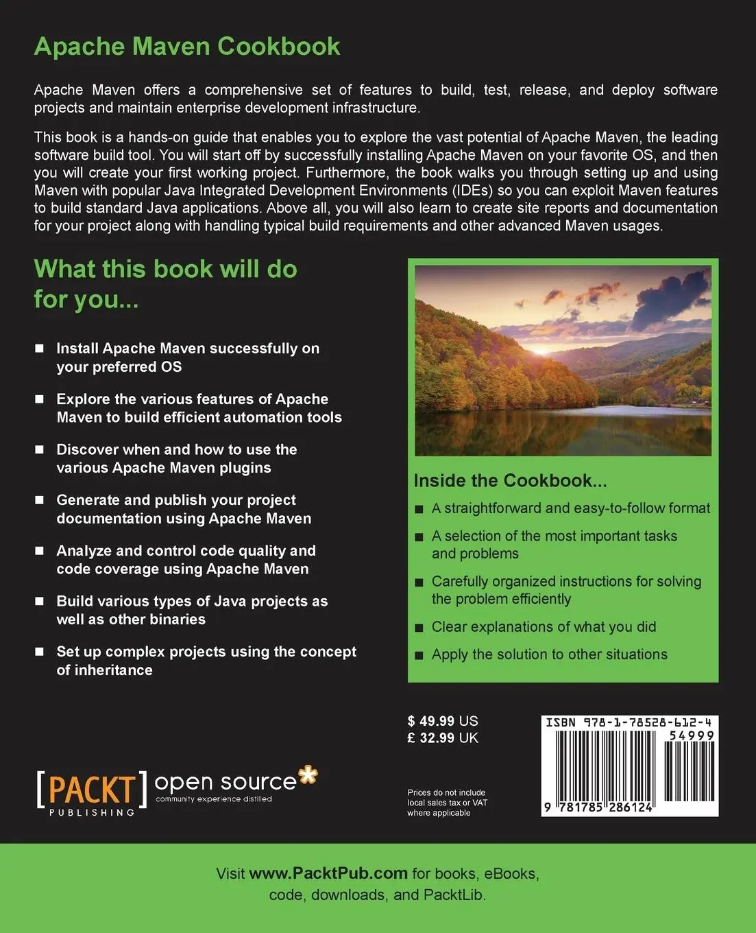 Rückseite: 9781785286124 | Apache Maven Cookbook | Raghuram Bharathan | Taschenbuch | Englisch