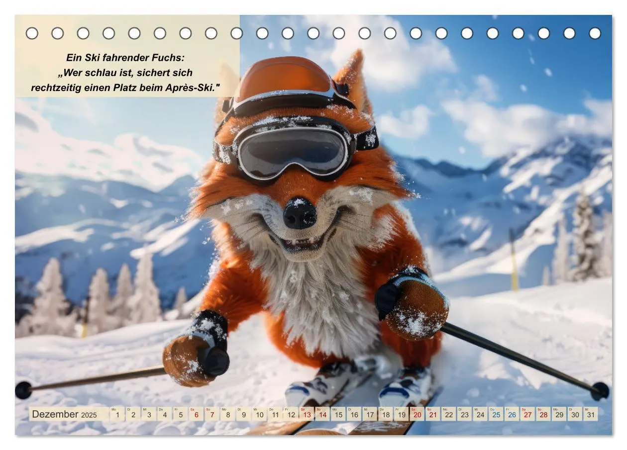 Bild: 9783457156124 | Tierisch lustige Skifahrer (Tischkalender 2025 DIN A5 quer),...