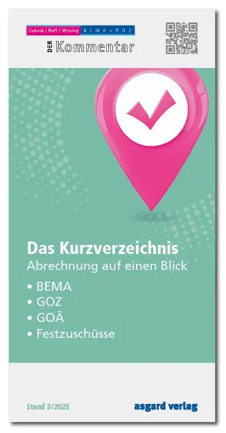 Cover: 9783537656124 | Das Kurzverzeichnis | Abrechnung auf einen Blick - Stand 3/2025 | 2025