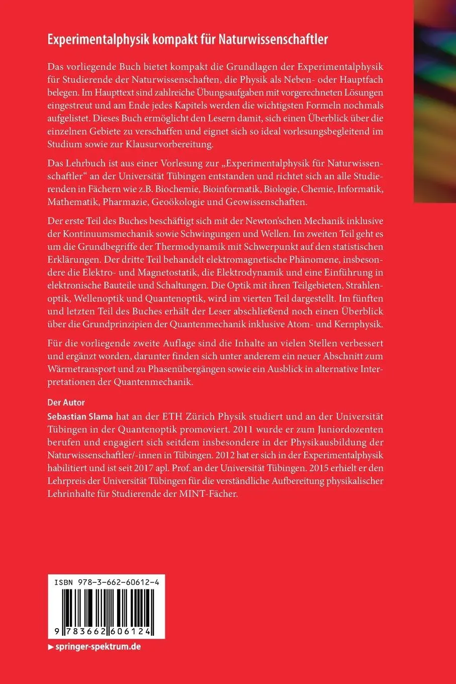Rückseite: 9783662606124 | Experimentalphysik kompakt für Naturwissenschaftler | Sebastian Slama
