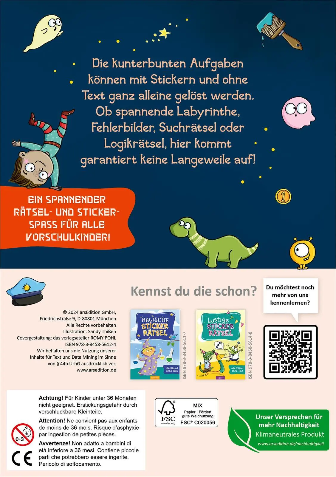 Rückseite: 9783845856124 | Spannende Sticker-Rätsel | Alle Rätsel ohne Text | Sandy Thißen | Buch