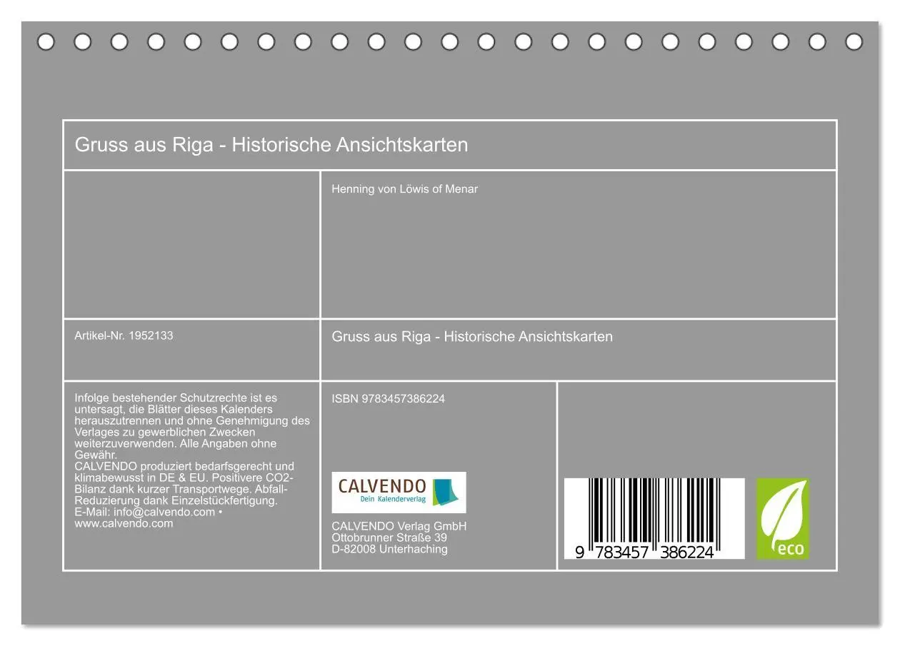 Bild: 9783457386224 | Gruss aus Riga - Historische Ansichtskarten (Tischkalender 2026 DIN...