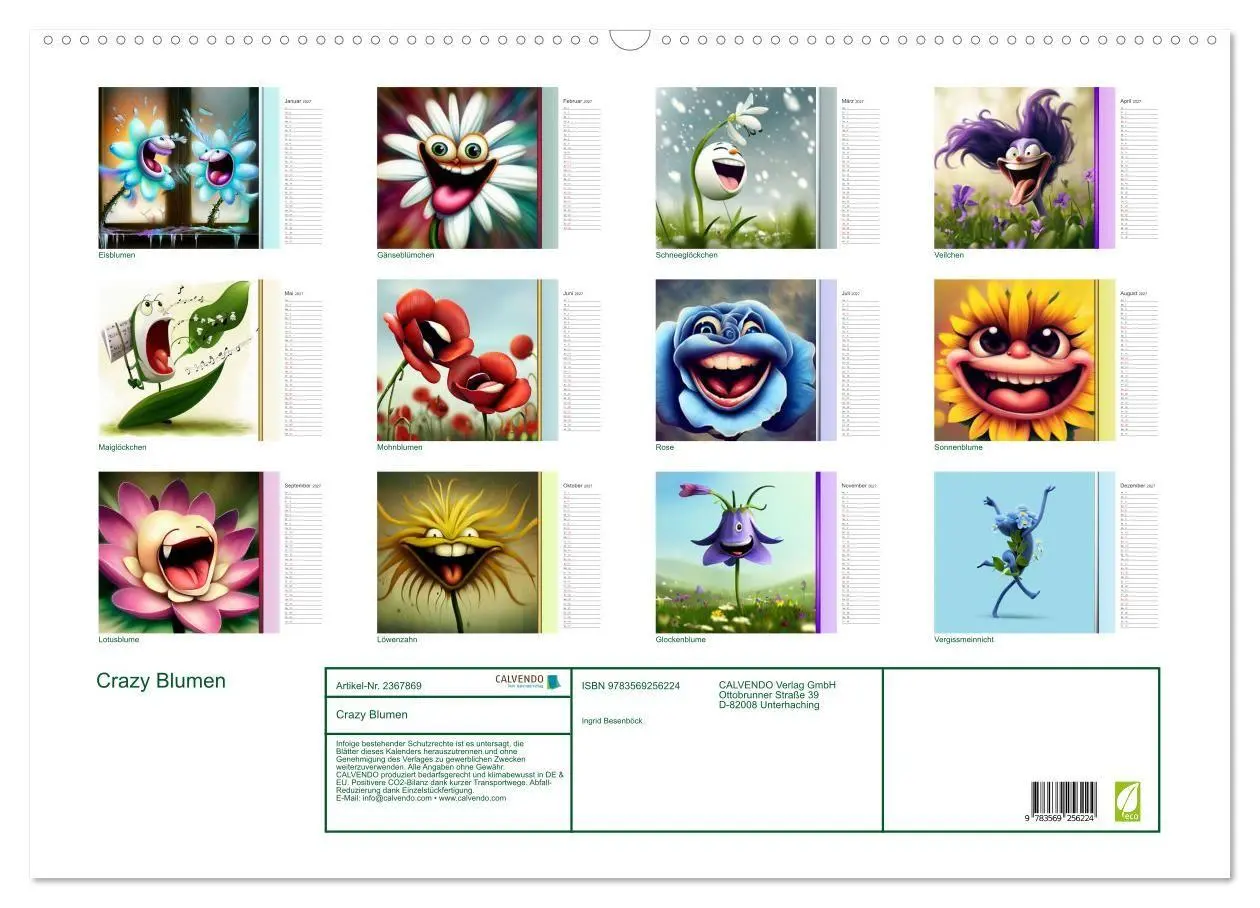 Bild: 9783569256224 | Crazy Blumen (Wandkalender 2027 DIN A2 quer), CALVENDO Monatskalender