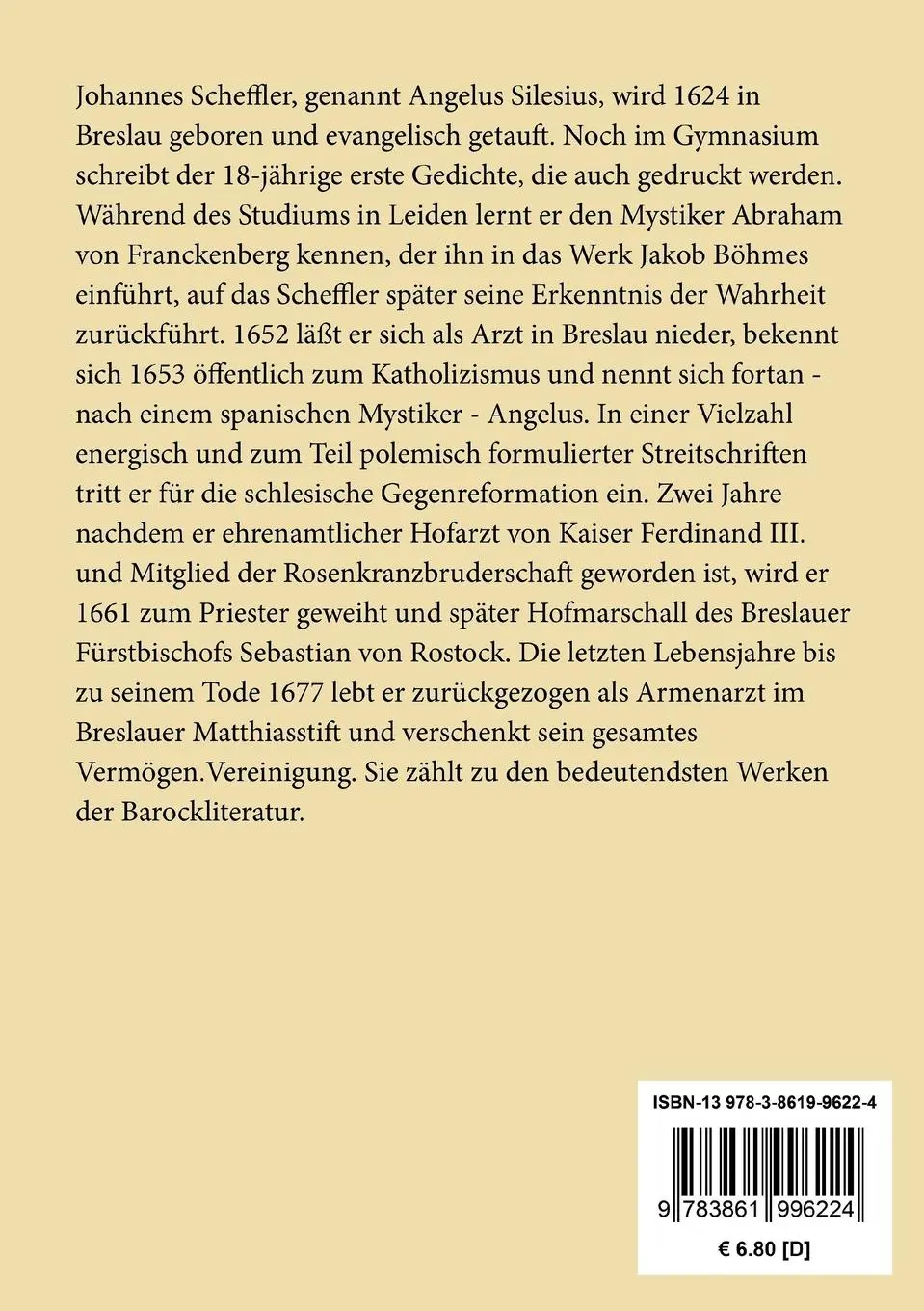 Rückseite: 9783861996224 | Sinnliche Beschreibung der vier letzten Dinge | Angelus Silesius