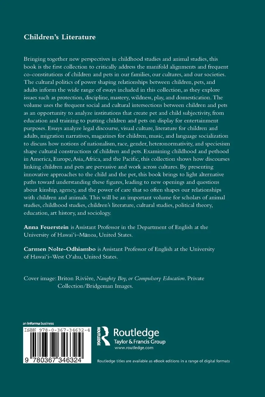 Rückseite: 9780367346324 | Childhood and Pethood in Literature and Culture | Feuerstein (u. a.)