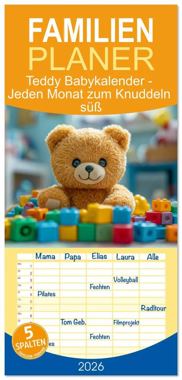 Cover: 9783516606324 | Familienplaner 2026 - Teddy Babykalender - Jeden Monat zum Knuddeln...
