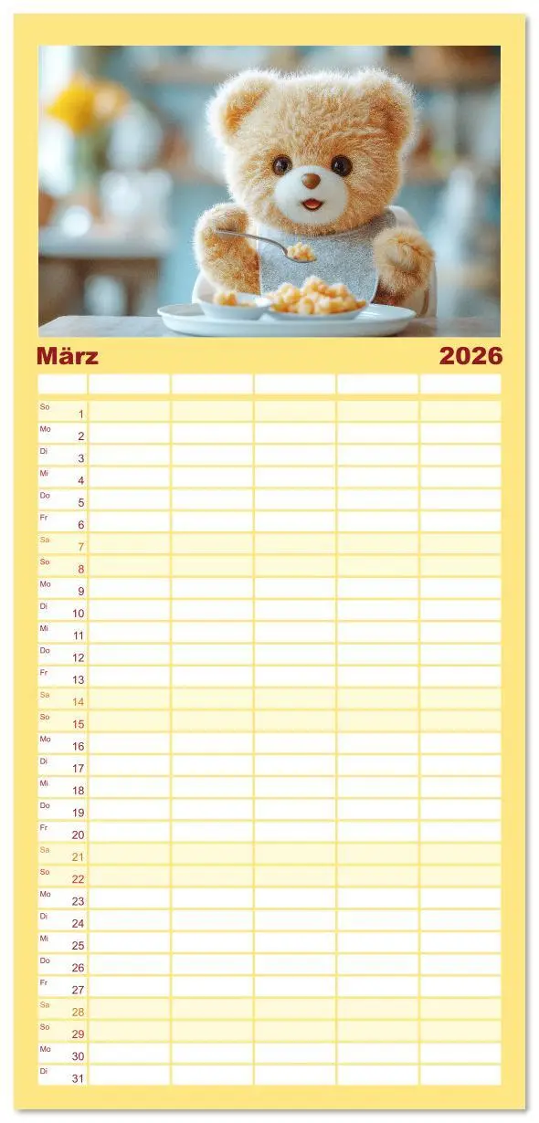 Bild: 9783516606324 | Familienplaner 2026 - Teddy Babykalender - Jeden Monat zum Knuddeln...