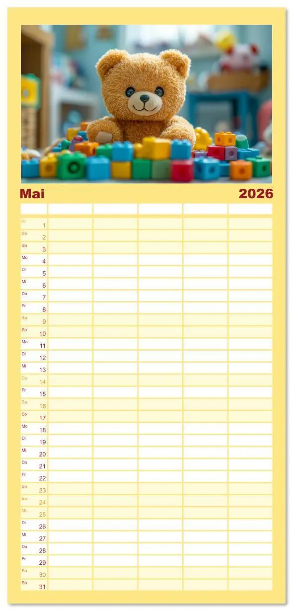 Bild: 9783516606324 | Familienplaner 2026 - Teddy Babykalender - Jeden Monat zum Knuddeln...