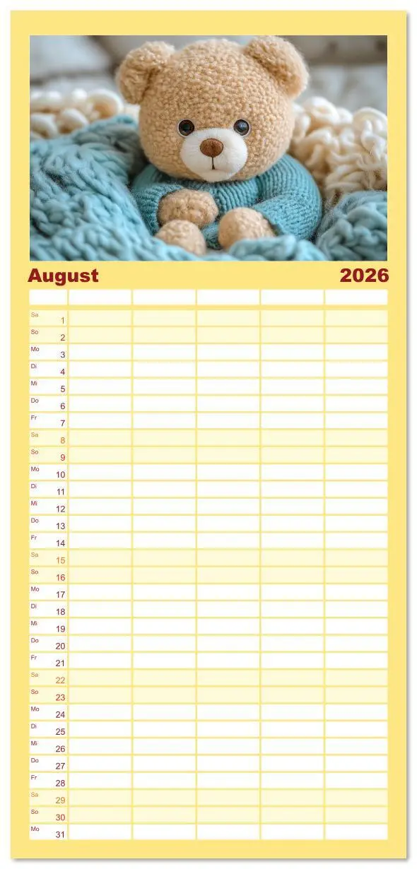 Bild: 9783516606324 | Familienplaner 2026 - Teddy Babykalender - Jeden Monat zum Knuddeln...