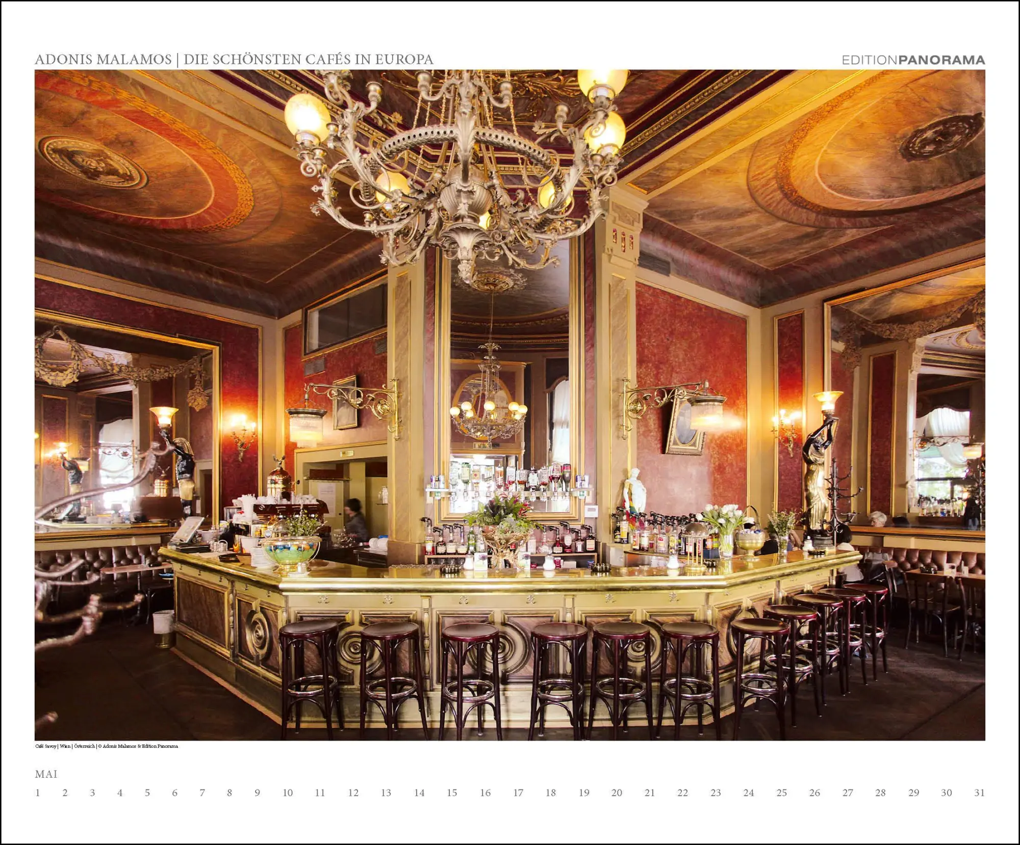 Bild: 9783898236324 | Die schönsten Cafés in Europa | Immerwährender Kalender, 60 x 50 cm